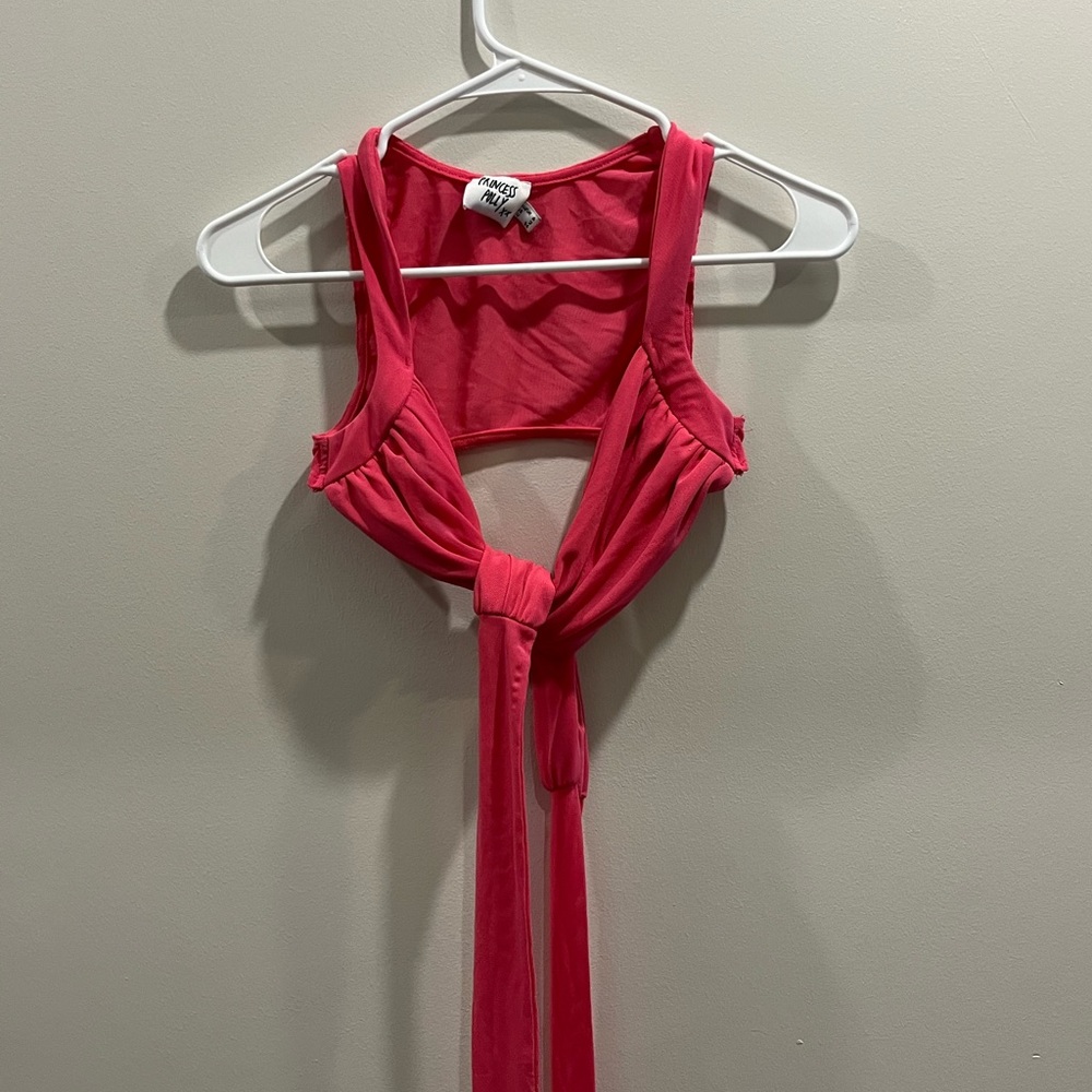 PRINCESS POLLY HOT PINK CORSS TIE TOP